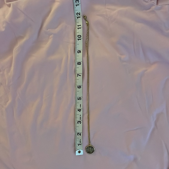 Compass “Honor Your Path” necklace unworn shiny antique bronze finish long chain - Picture 2 of 4